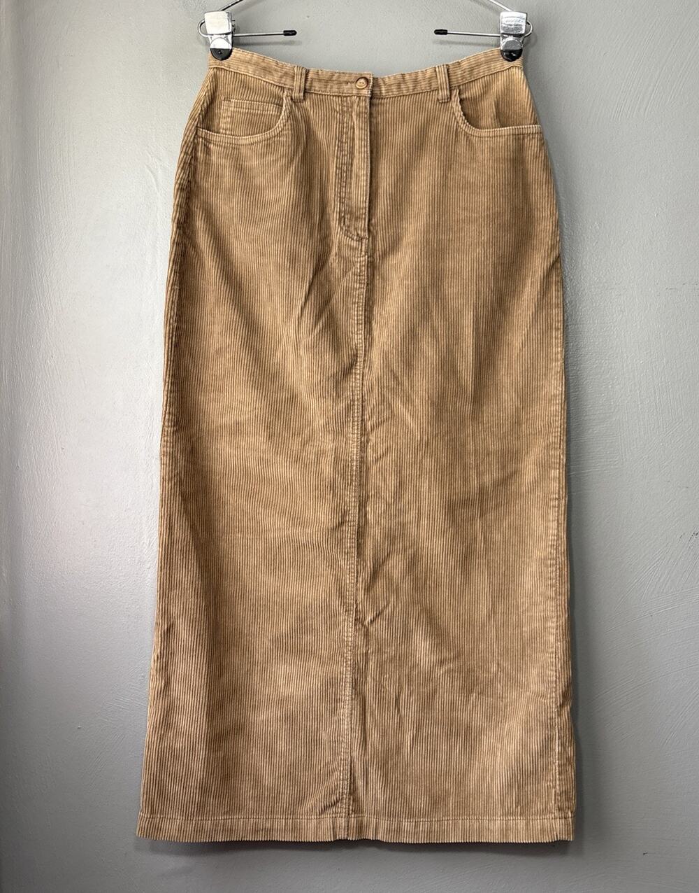Vintage Long Straight Corduroy Skirt Size 8 Tan Brown Y2K Gorpcore Heritage Boho